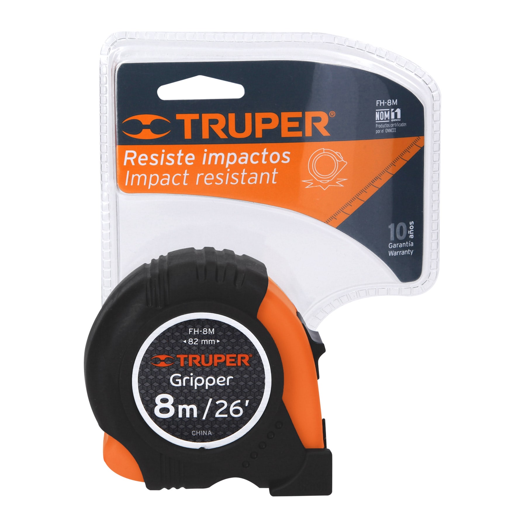 Flexómetro Gripper contra impacto 8 m cinta 25 mm