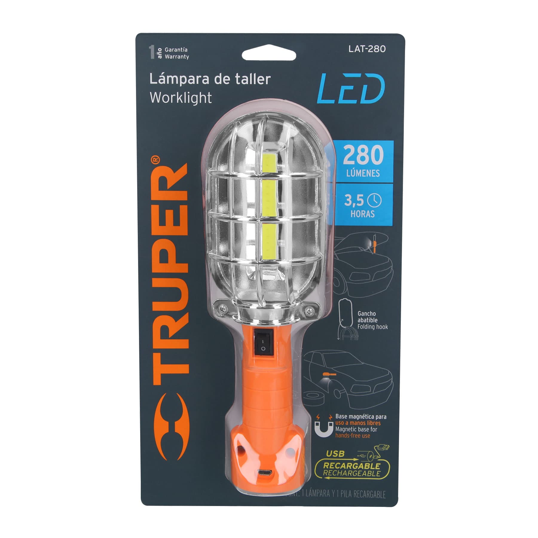 Lámpara de LED 2000 lm recargable alta potencia, Truper, Lámparas