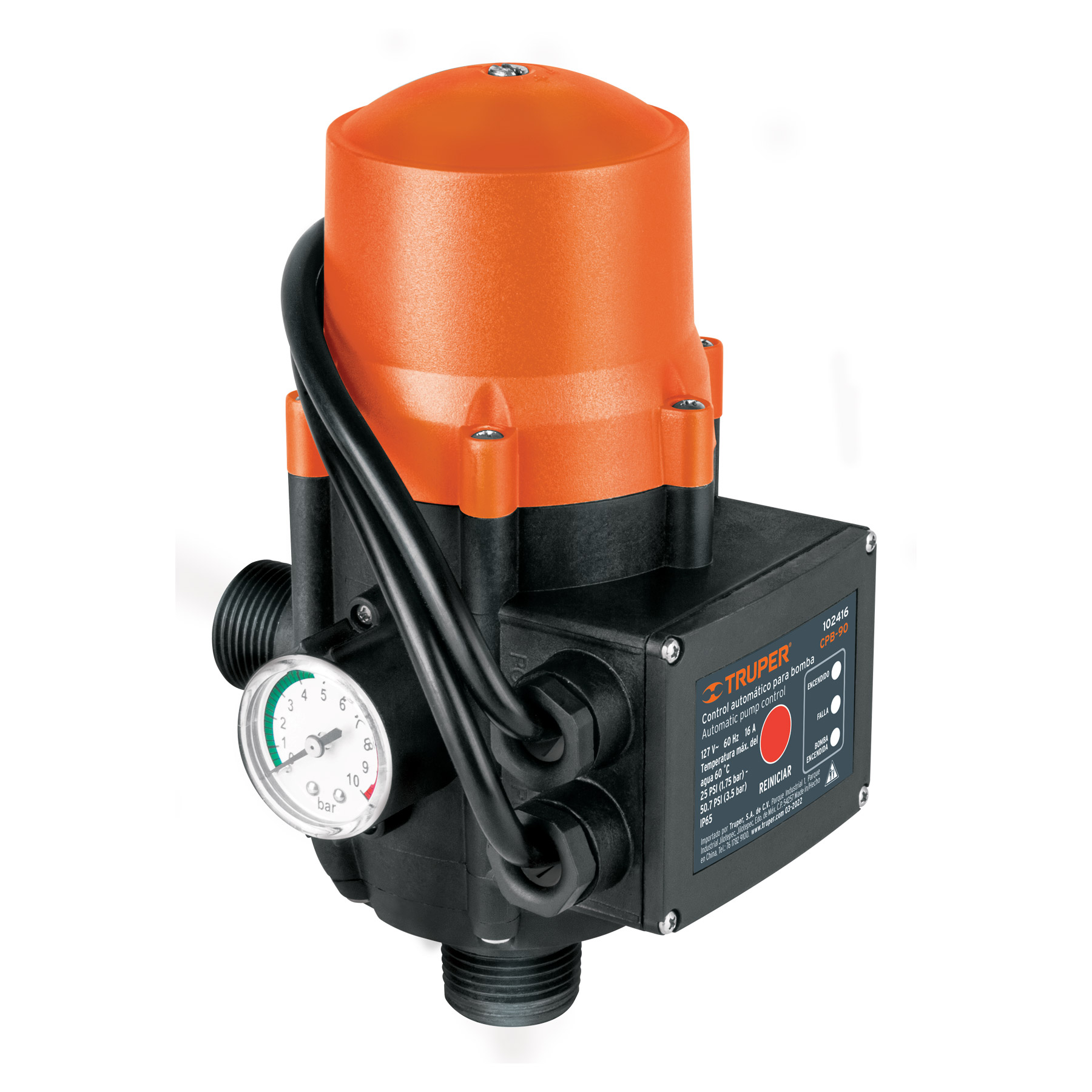 Control automático de presión de bombas para agua 90°