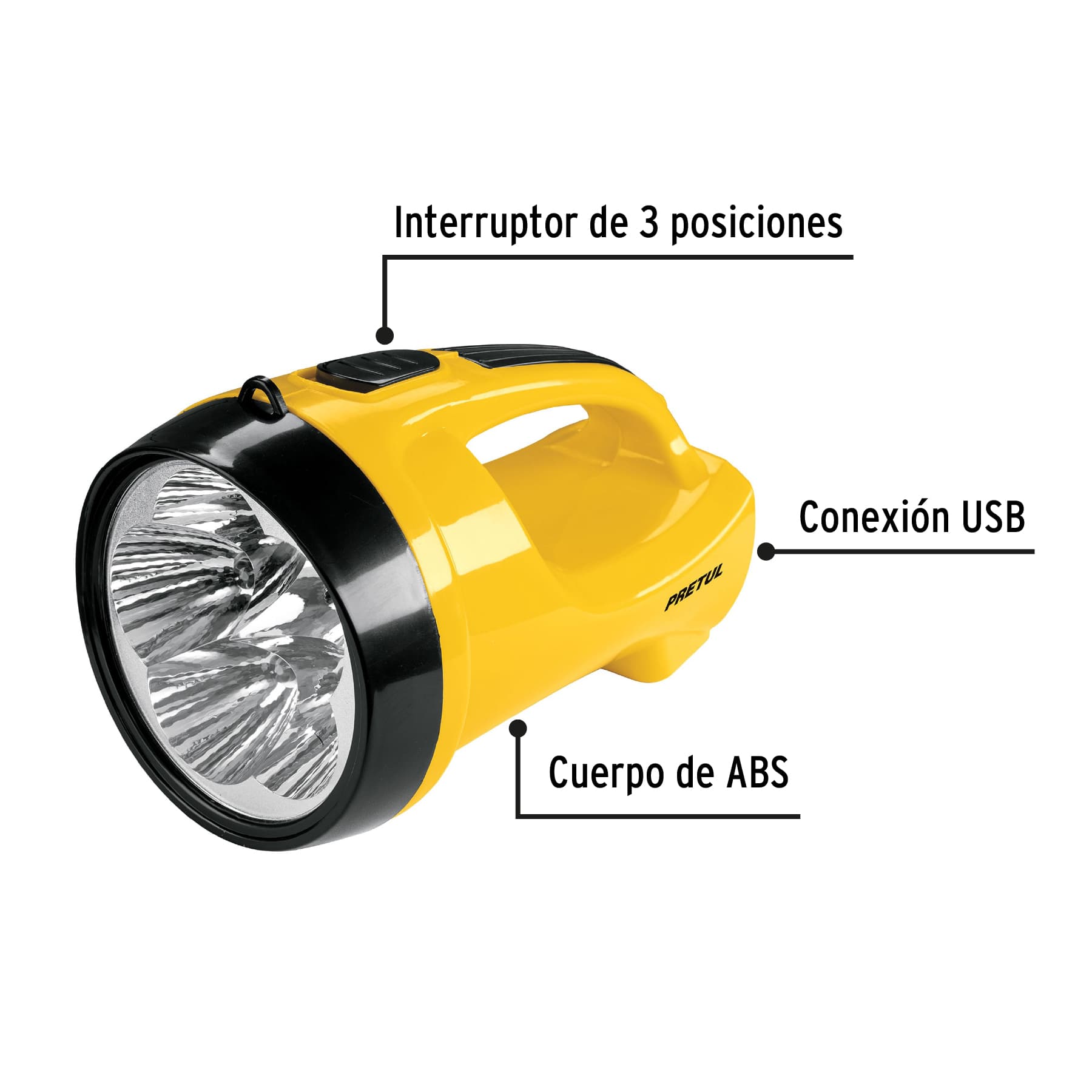 Lámpara de LED 900 lm recargable alta potencia, Truper